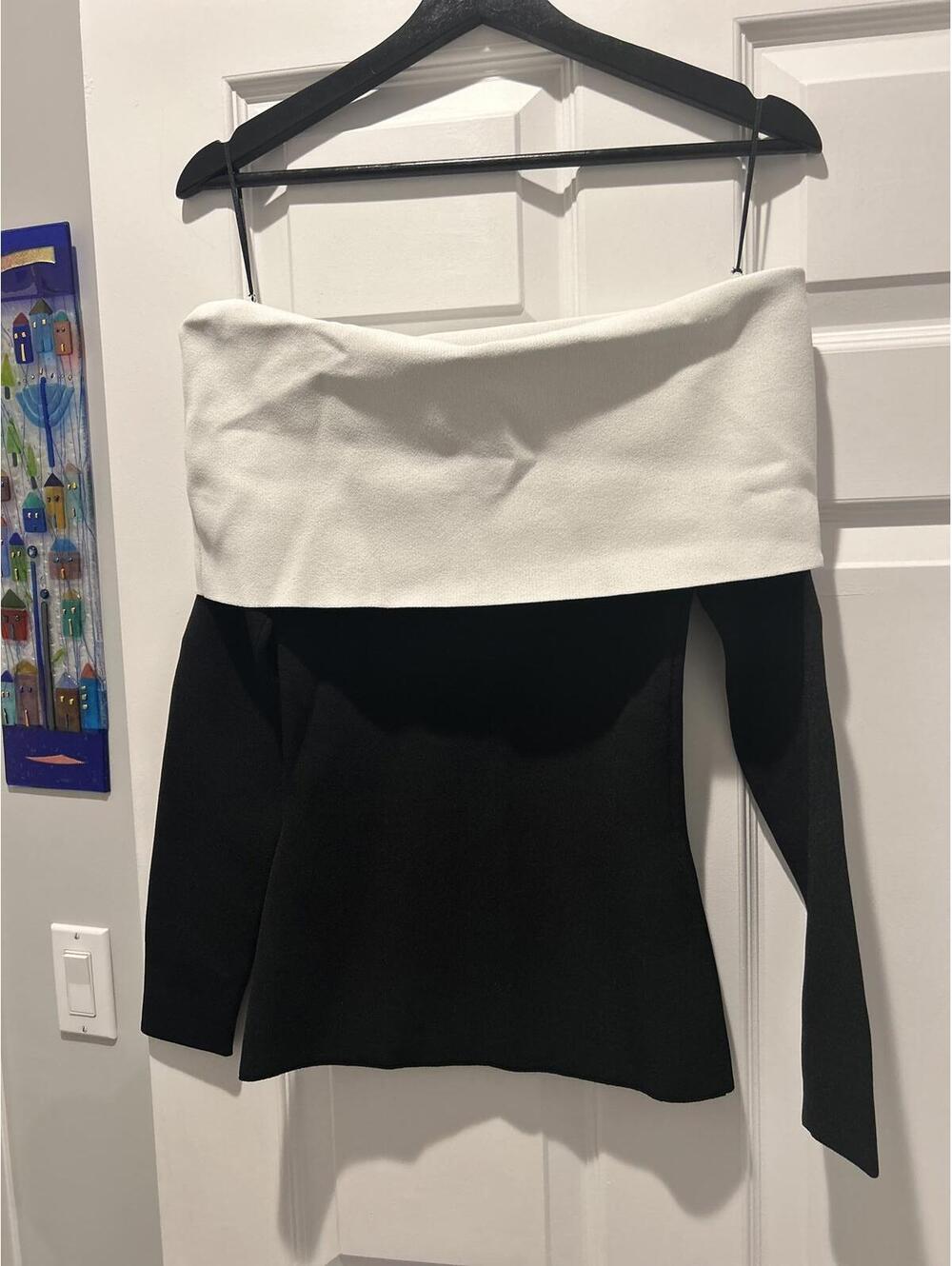 Proenza Schouler Off-Shoulder Black and White Sweater xs